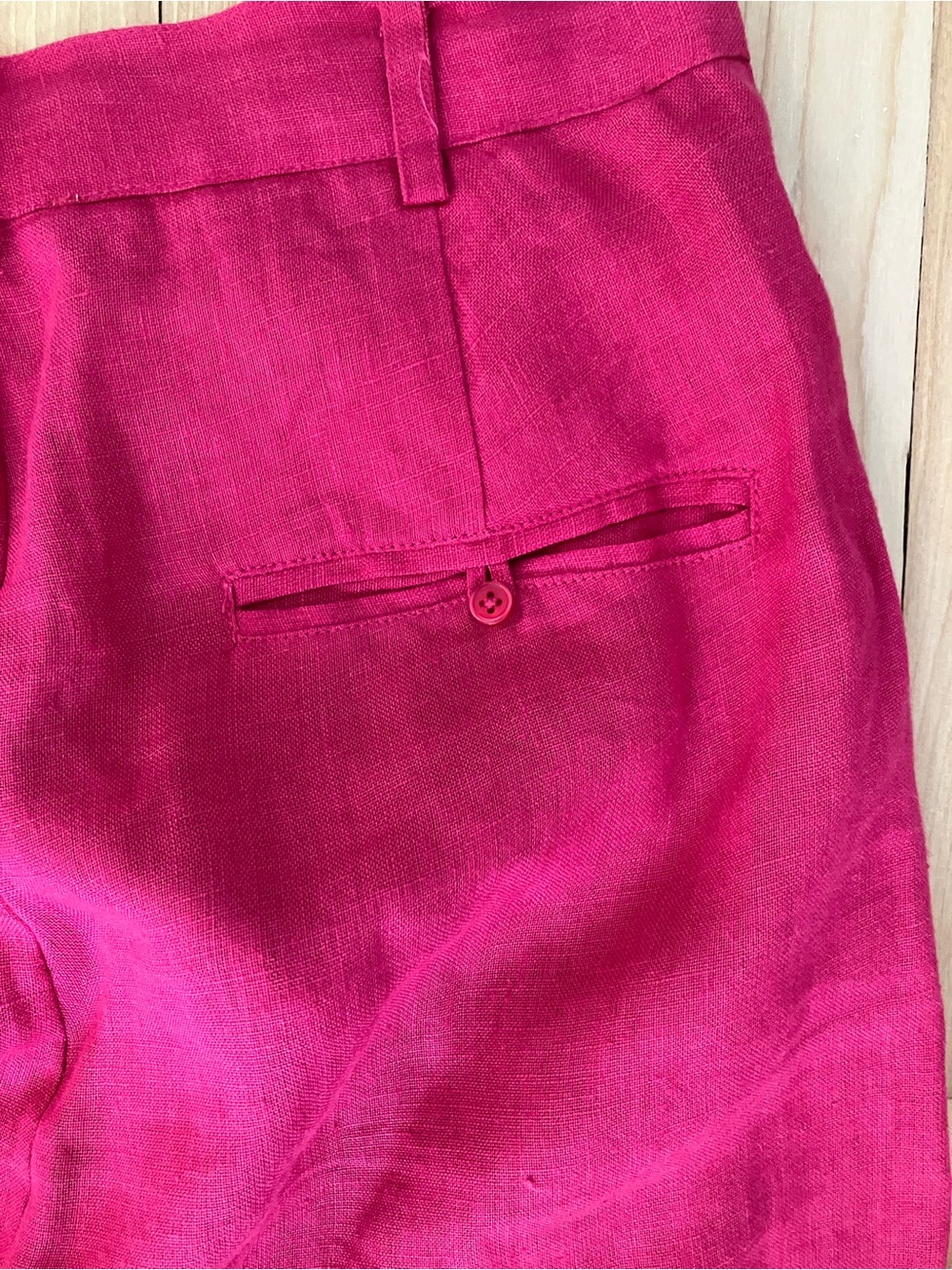 Mes Demoiselles Raspberry-Pink Button Front Linen Pants - Picture 7 of 9